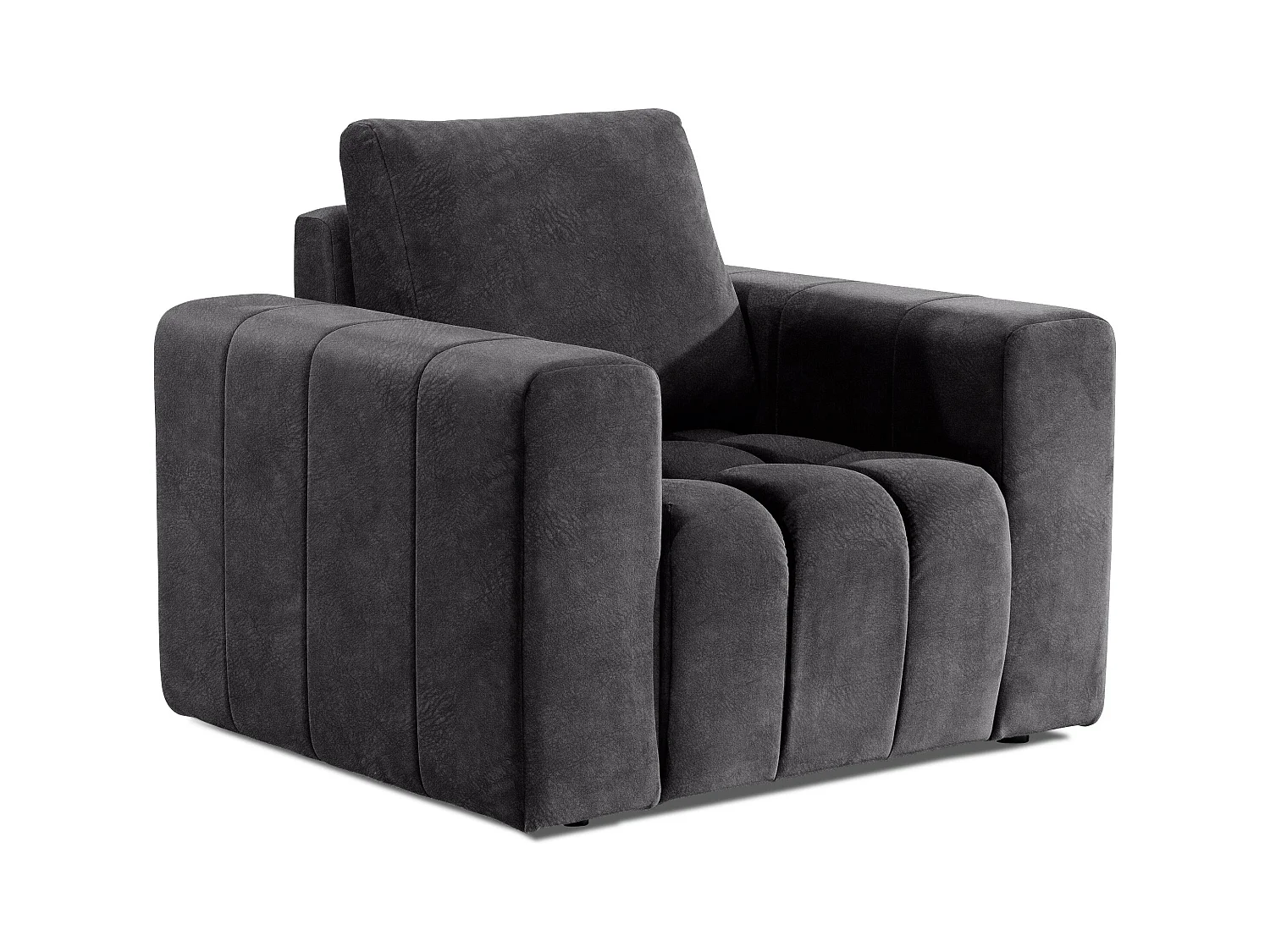 Fauteuil moderne capitonné LARKO tissu-Gris