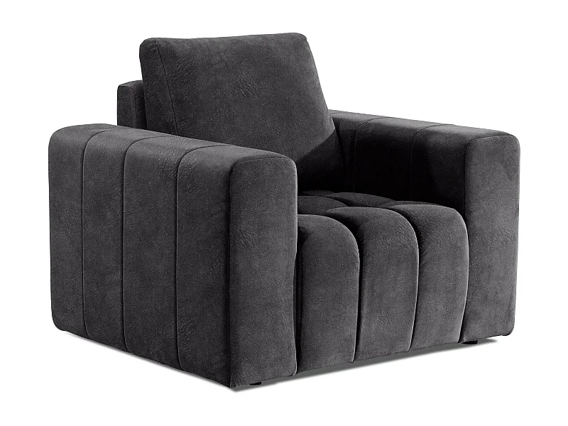 Fauteuil moderne capitonné LARKO tissu-Gris