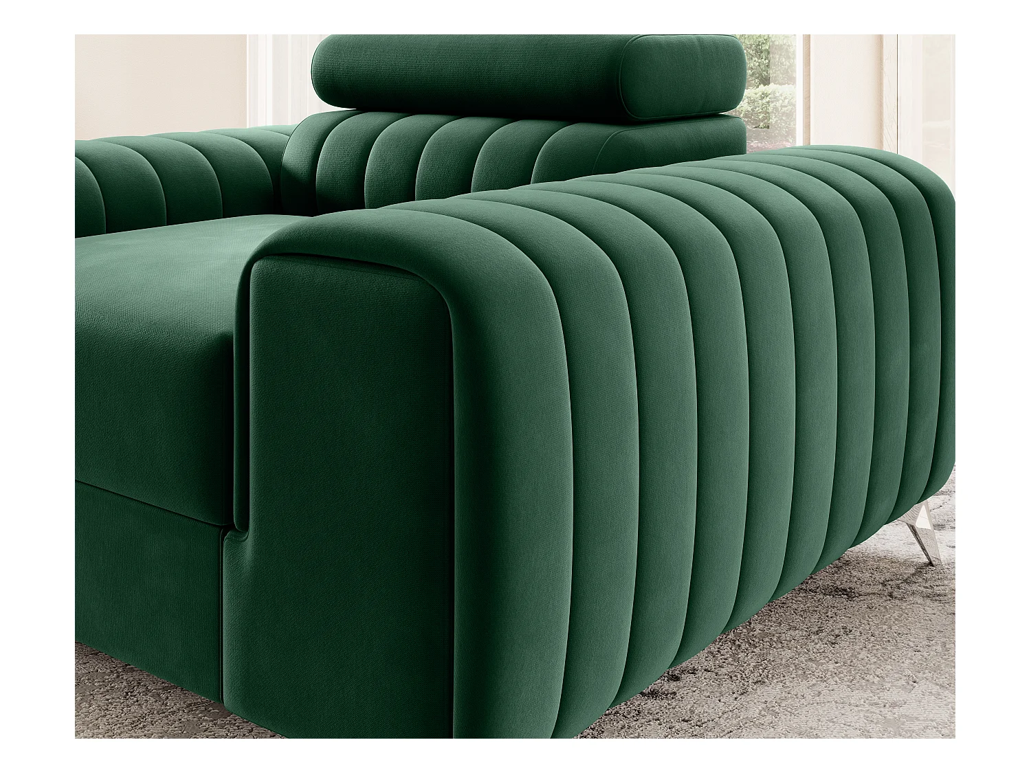 Fauteuil velours LOZA - Confort et design moderne-Vert