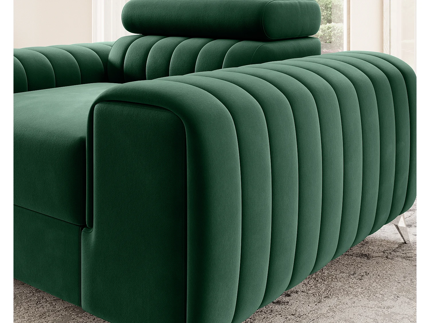 Fauteuil velours LOZA - Confort et design moderne-Vert