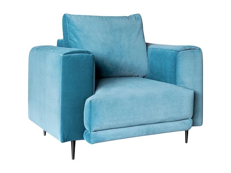Fauteuil en velours DAVINA - Douceur luxueuse-Bleu clair