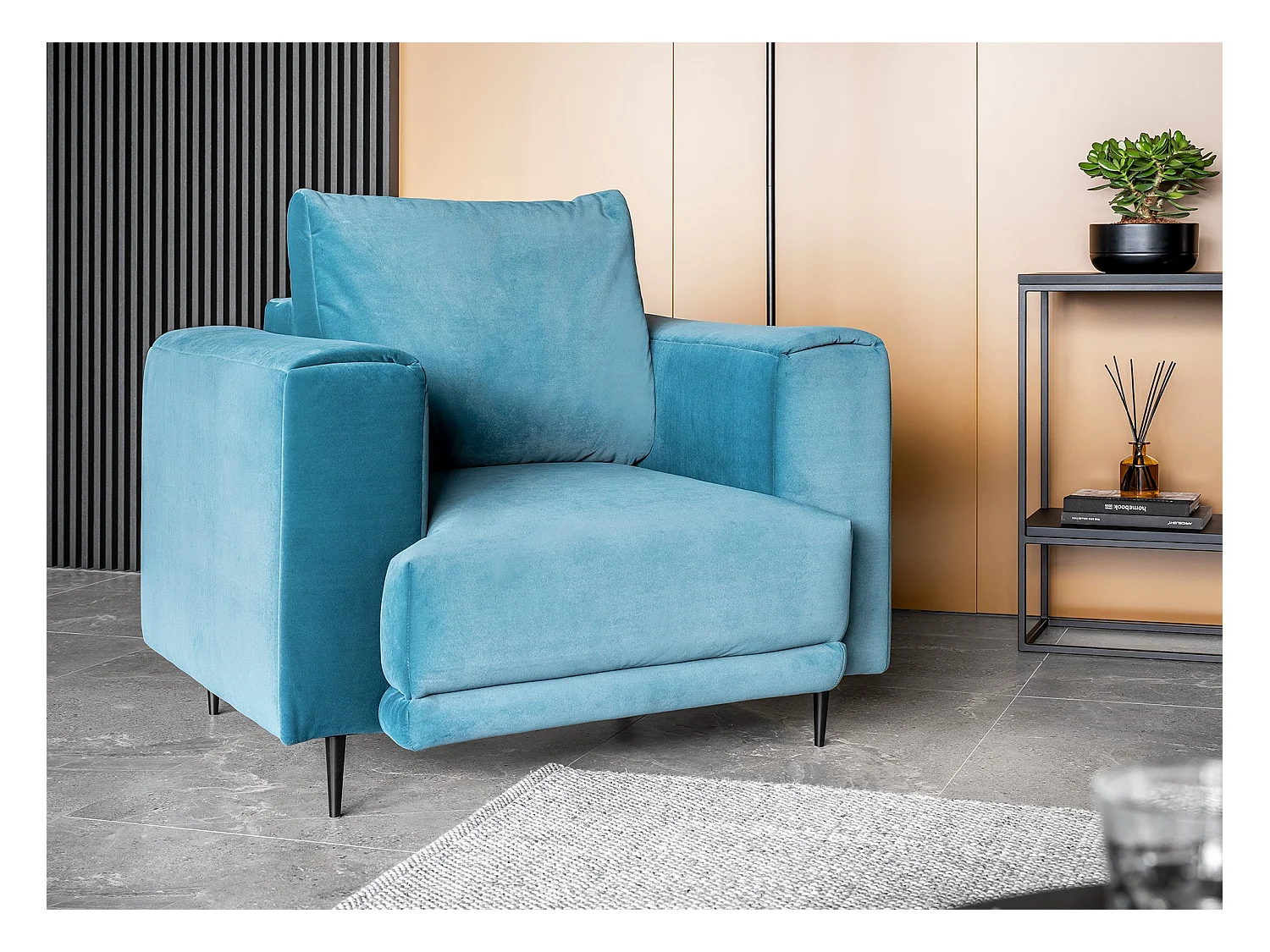 Fauteuil en velours DAVINA - Douceur luxueuse-Bleu clair