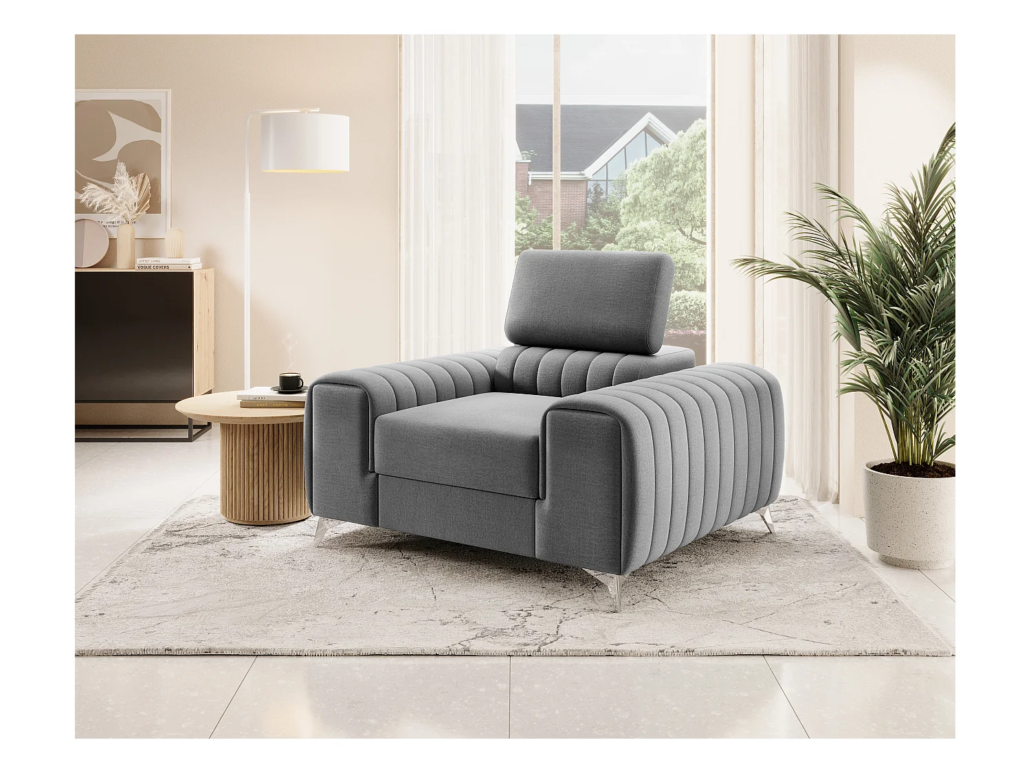 LOZA fluwelen fauteuil - Comfort en modern design-Kleur Grijs