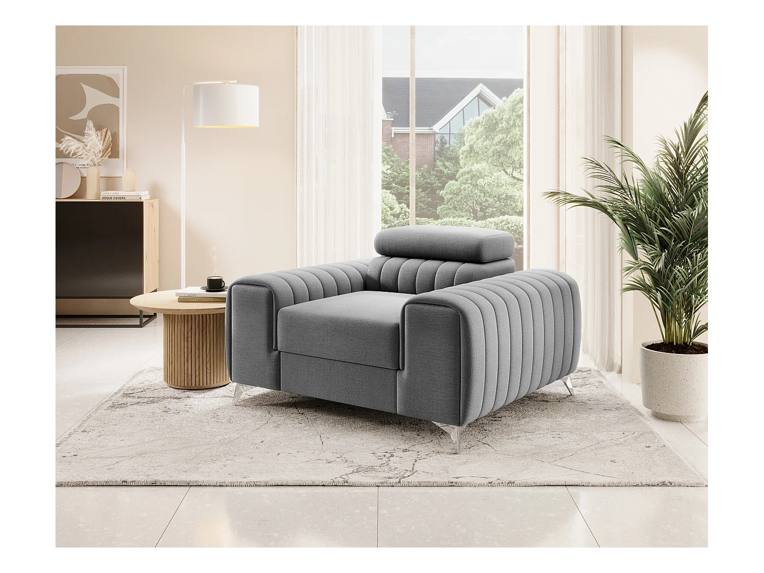 LOZA fluwelen fauteuil - Comfort en modern design-Kleur Grijs