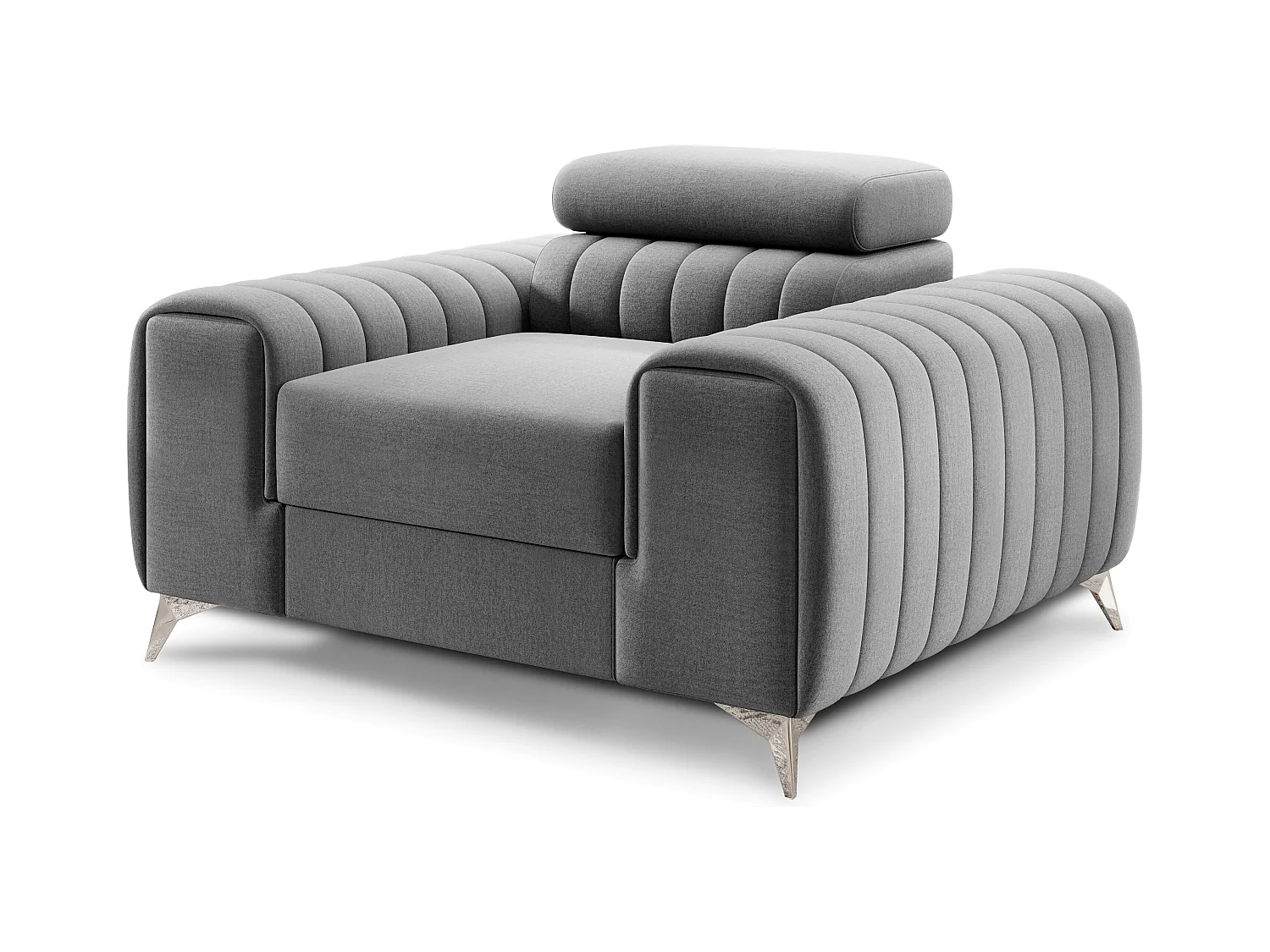 Fauteuil velours LOZA - Confort et design moderne-Gris