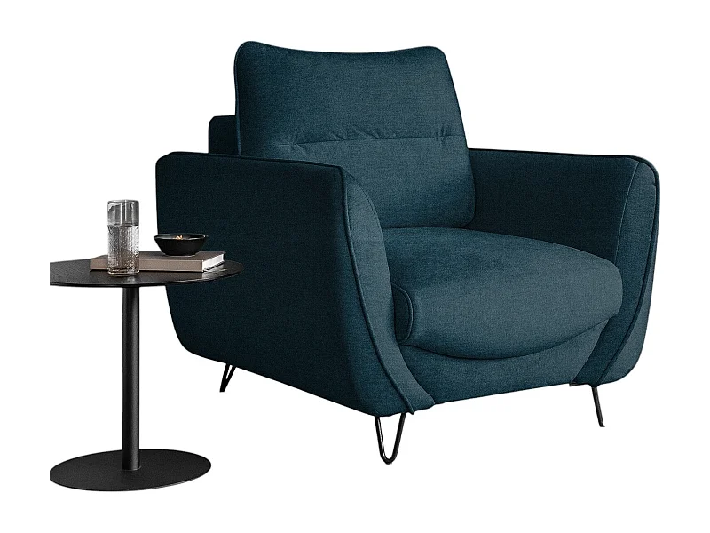 Fauteuil en velours ZURIK – Confort et style intemporel-Bleu