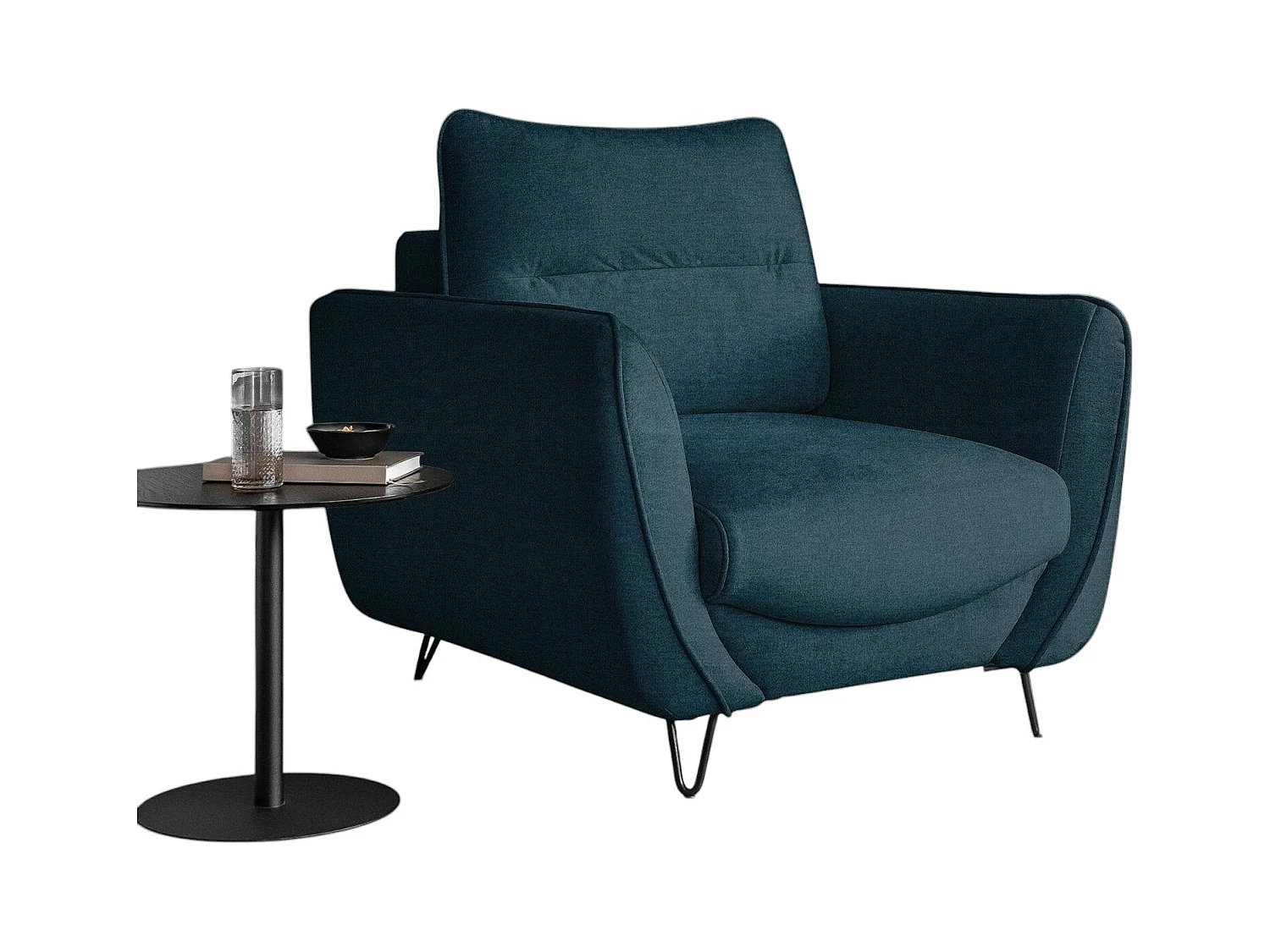 Fauteuil en velours ZURIK – Confort et style intemporel-Bleu