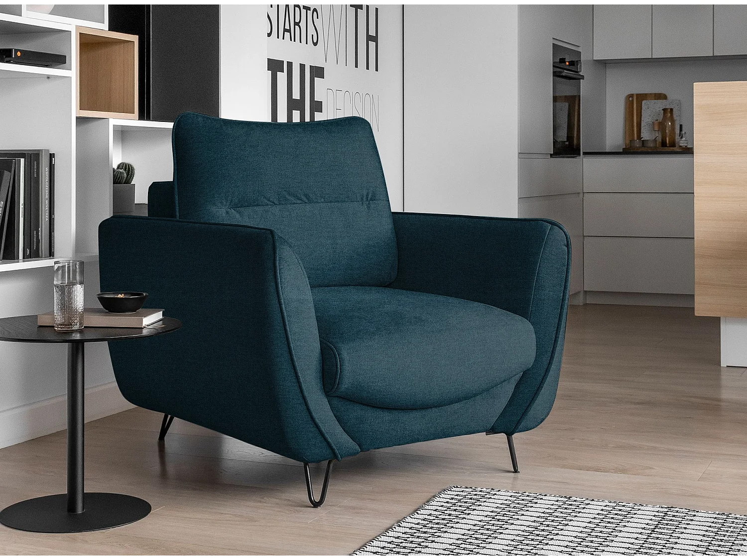 ZURIK fluwelen fauteuil – Comfort en tijdloze stijl-Kleur Blauw