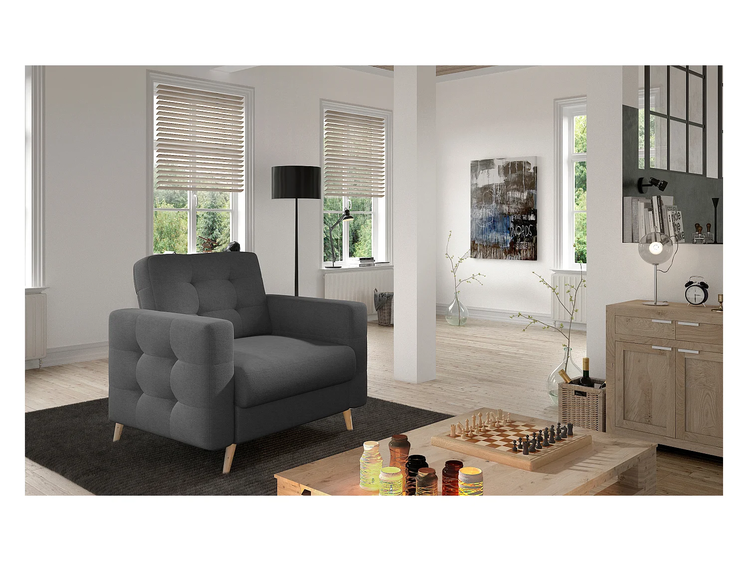 ANSKA stoffen fauteuil-Kleur Donkergrijs