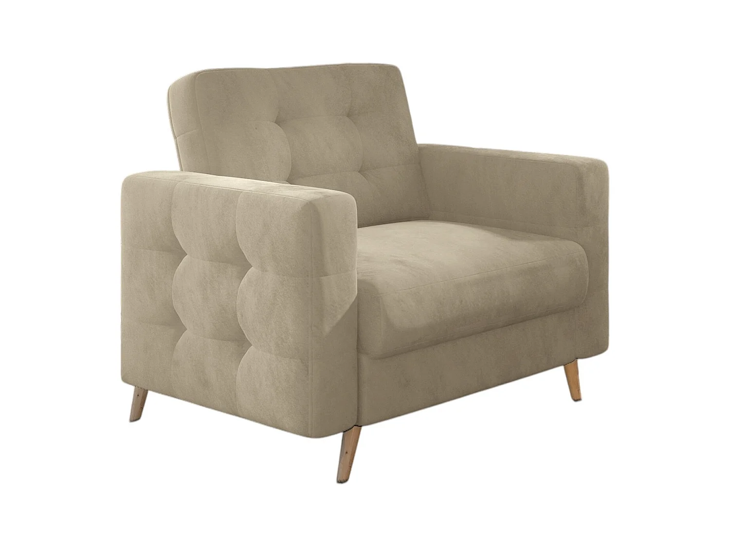 Fauteuil velours ANSKA-Beige