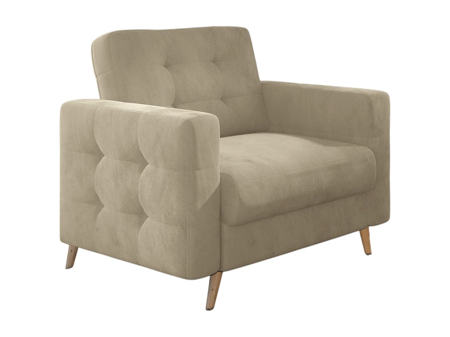 Fauteuil velours ANSKA-Beige