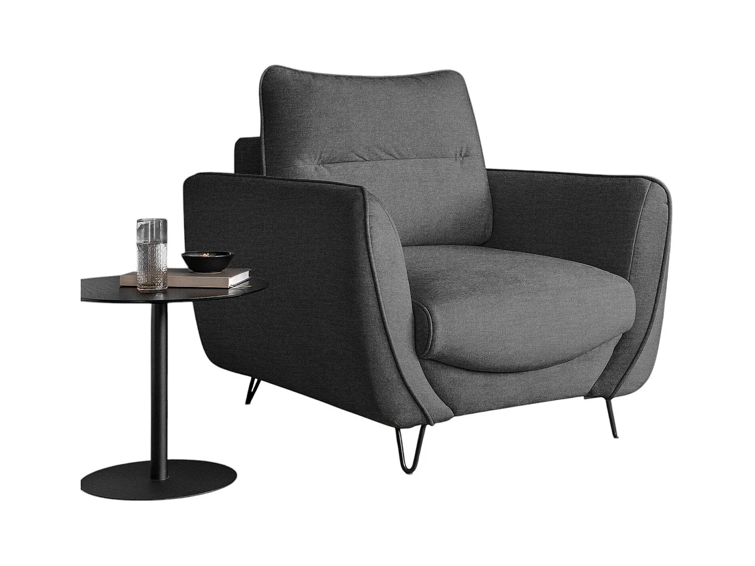 Fauteuil en velours ZURIK – Confort et style intemporel-Gris anthracite