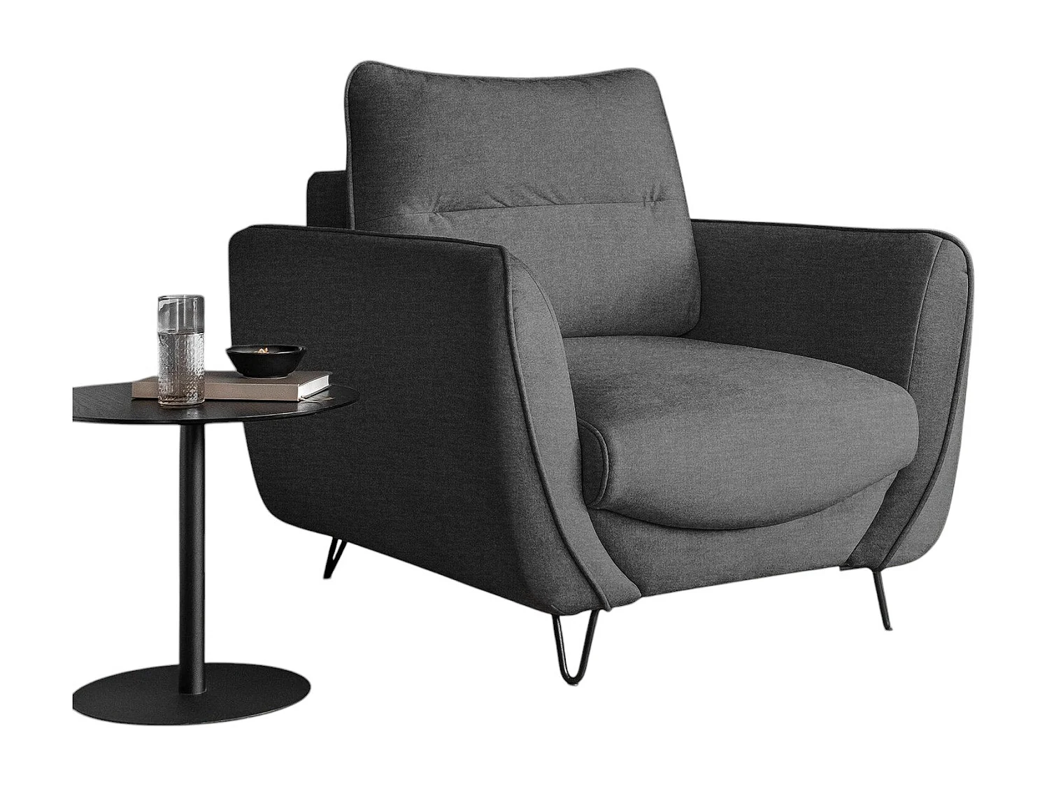 Fauteuil en velours ZURIK – Confort et style intemporel-Gris anthracite