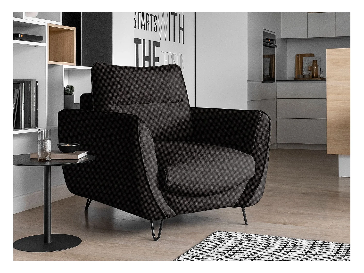 Fauteuil en tissu ZURIK – Élégance italienne et confort durable-Marron