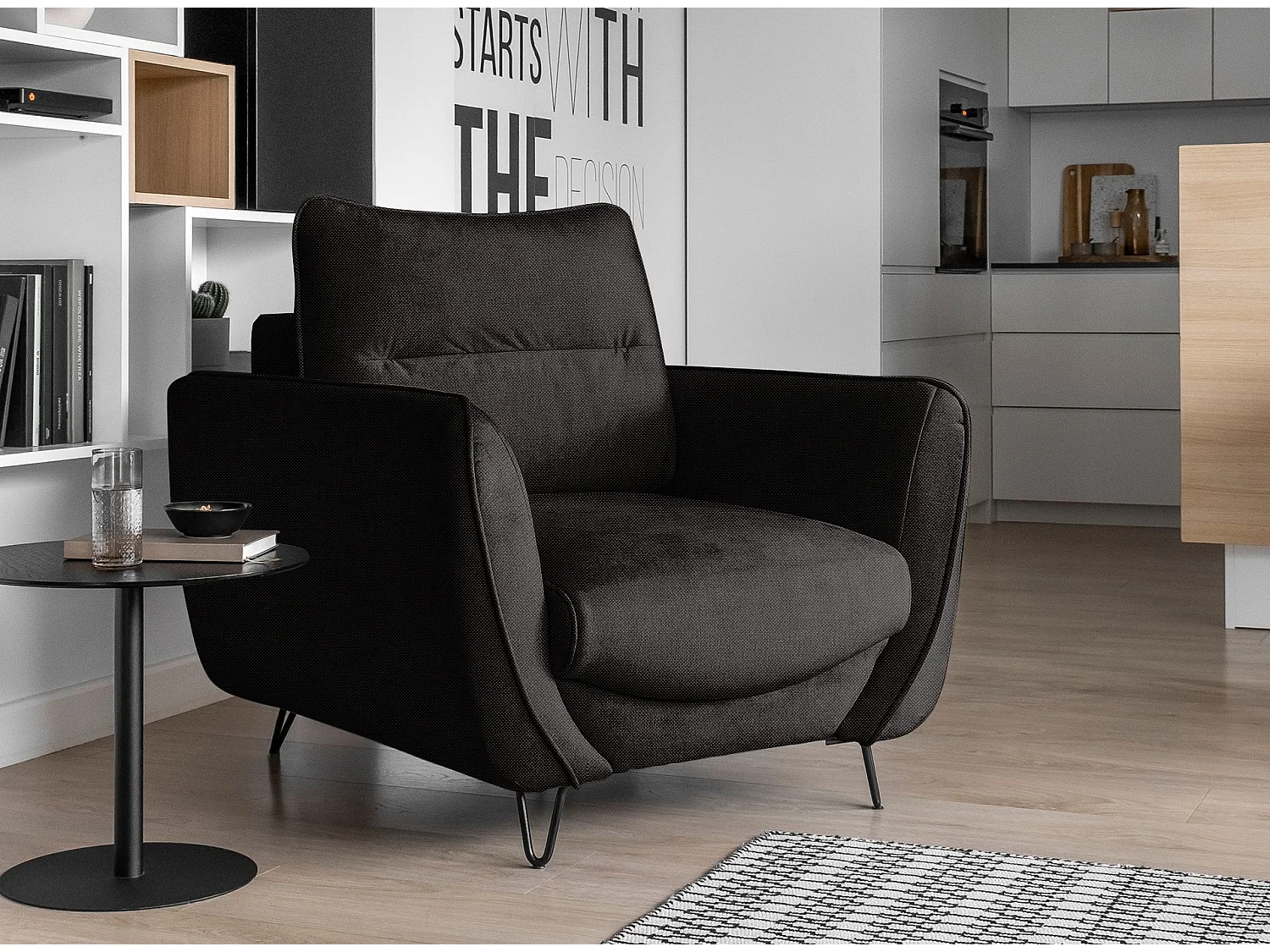 Fauteuil en tissu ZURIK – Élégance italienne et confort durable-Marron