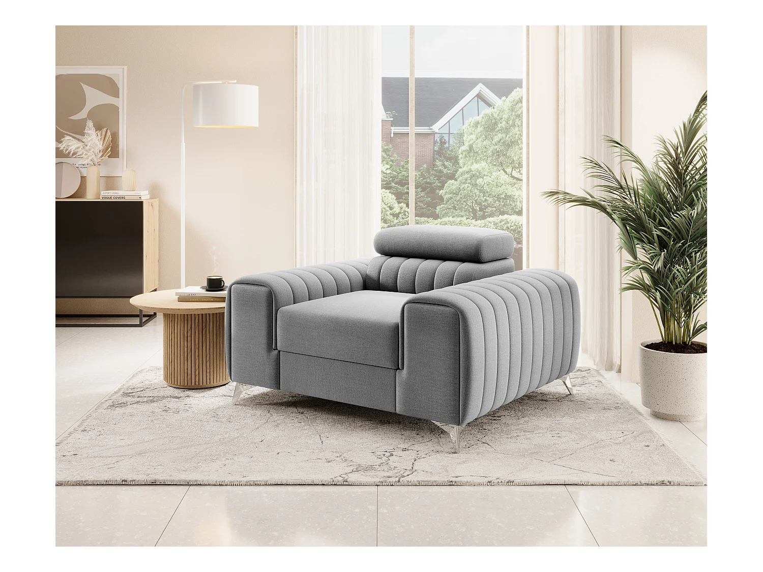 LOZA fluwelen fauteuil - Comfort en modern design-Kleur Lichtgrijs