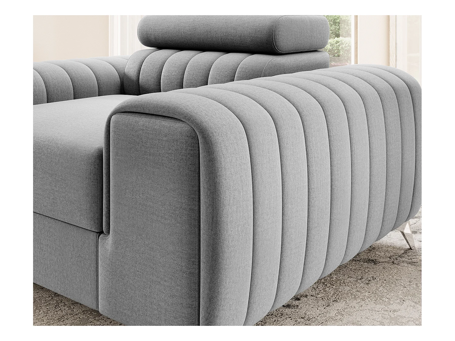 LOZA fluwelen fauteuil - Comfort en modern design-Kleur Lichtgrijs