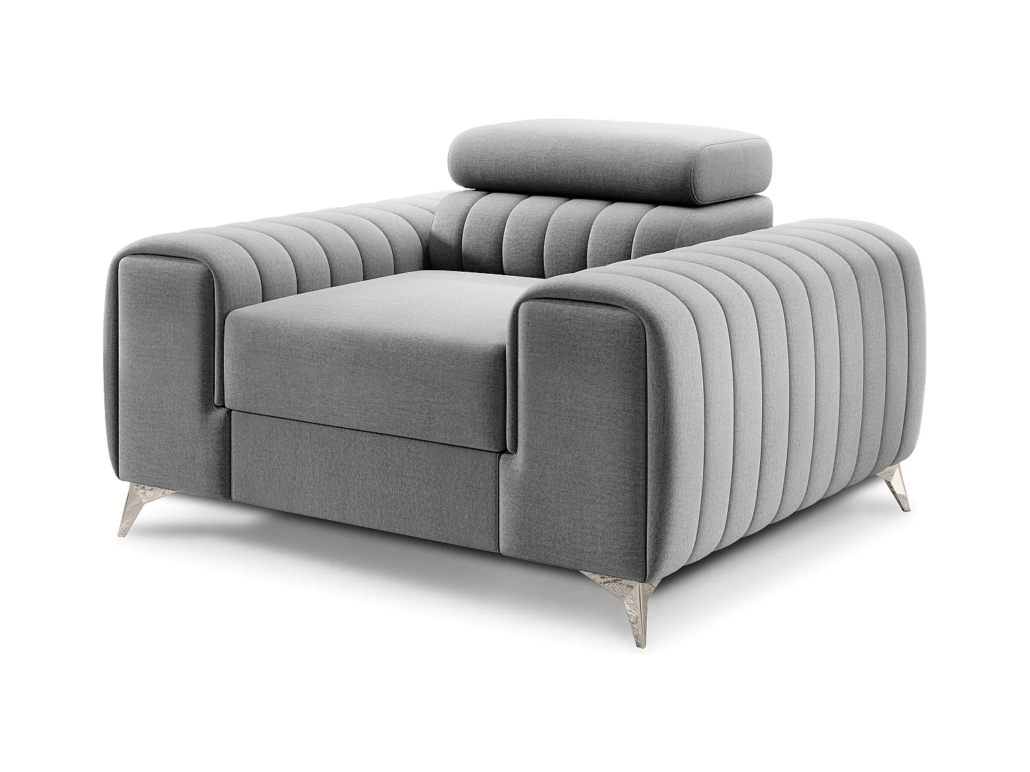 Fauteuil velours LOZA - Confort et design moderne-Gris clair