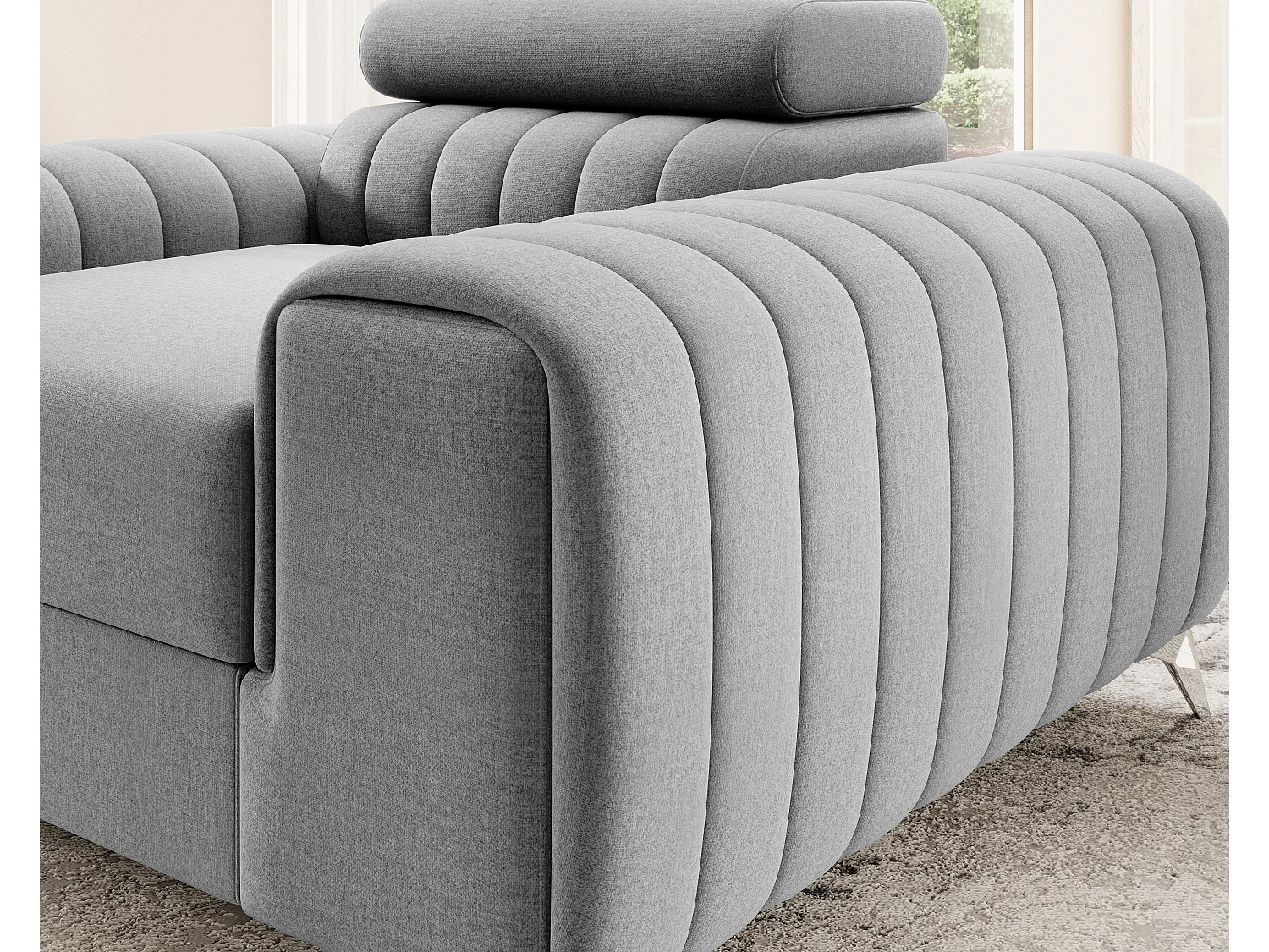 Fauteuil velours LOZA - Confort et design moderne-Gris clair