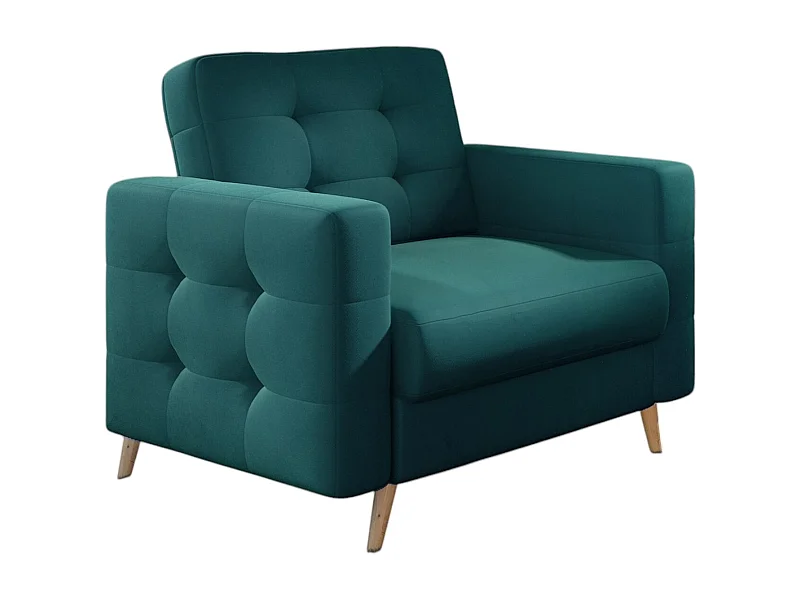 Fauteuil velours ANSKA-Bleu canard