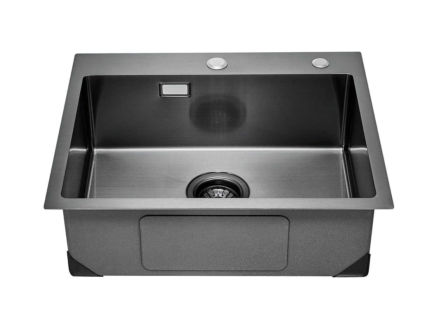 Évier de Cuisine SucceBuy, 55 cm, Évier à Montage sur le Dessus en Acier Inoxydable 304, Noir, Idéal pour Camping-Car