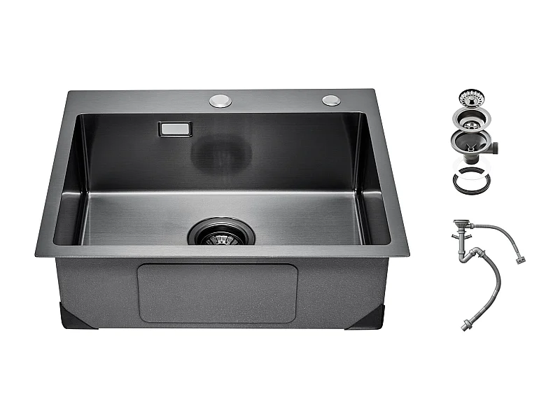 Küchenspüle SucceBuy 68 cm, Zubereitungsküche, Edelstahl, Schwarz, für Camper, Zubereitungsküche und Bar