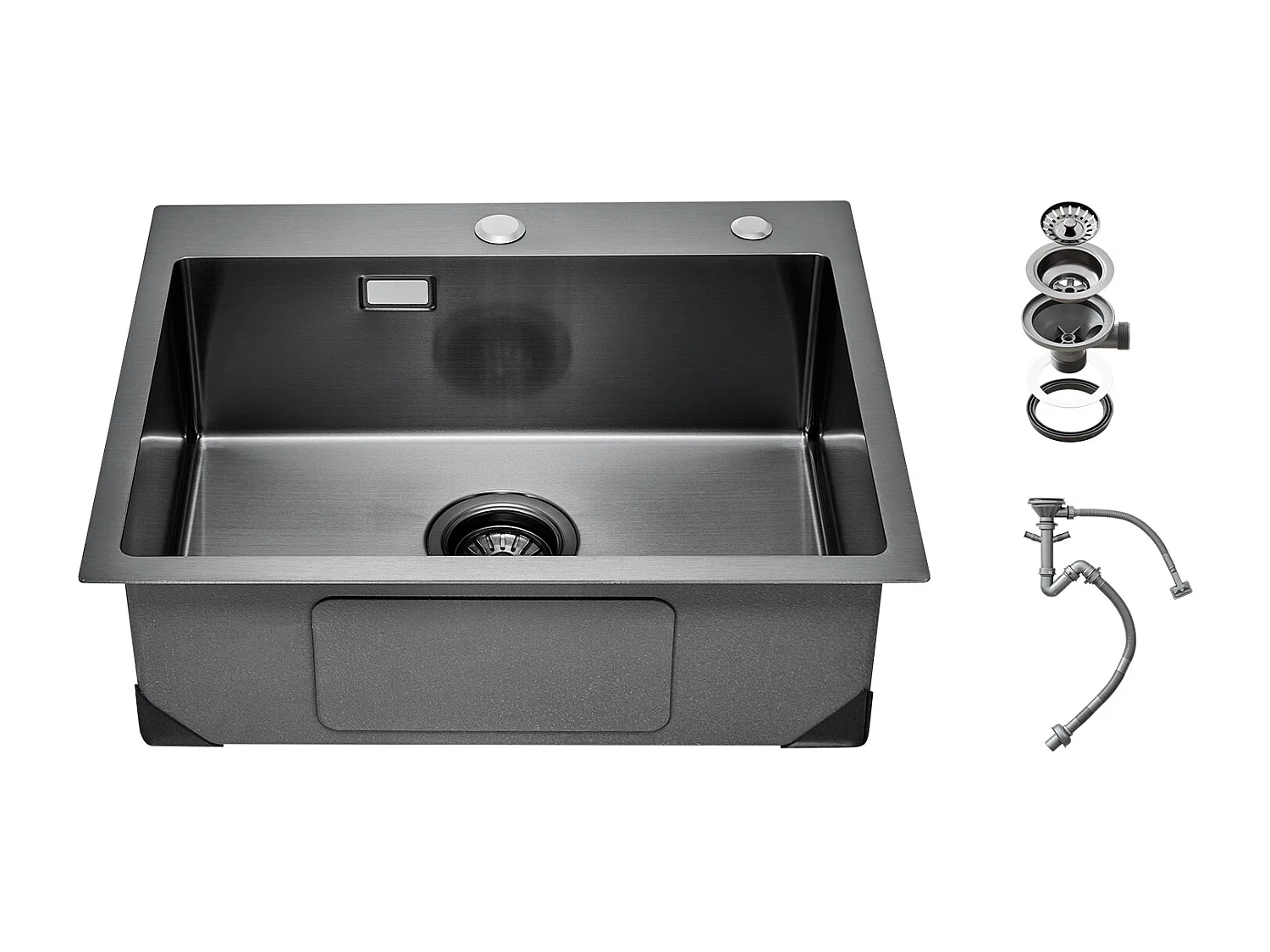 Évier de Cuisine SucceBuy 68 cm, Cuisine de Préparation, Acier Inoxydable, Noir, pour Camping-Car, Cuisine de Préparation et Bar