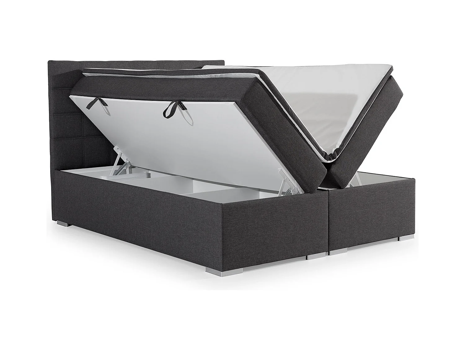 Lit chambre d'hôtel avec matelas simili cuir noir Alko-180x200