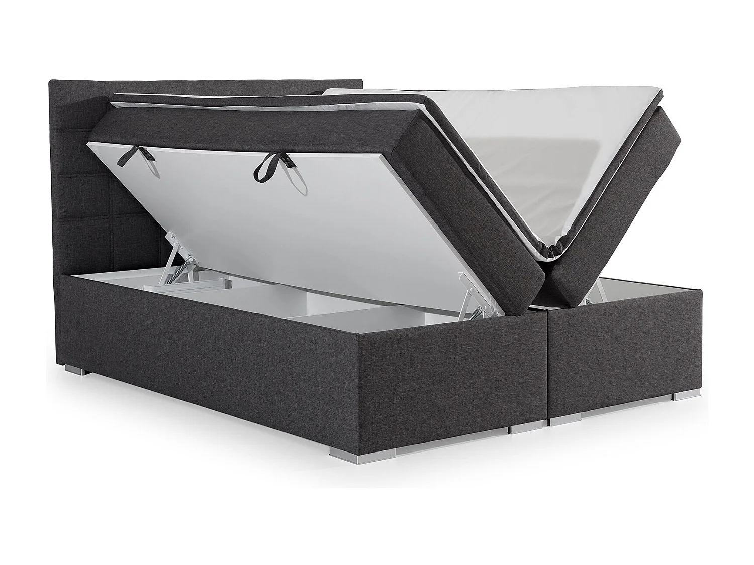 Lit chambre d'hôtel avec matelas simili cuir noir Alko-180x200