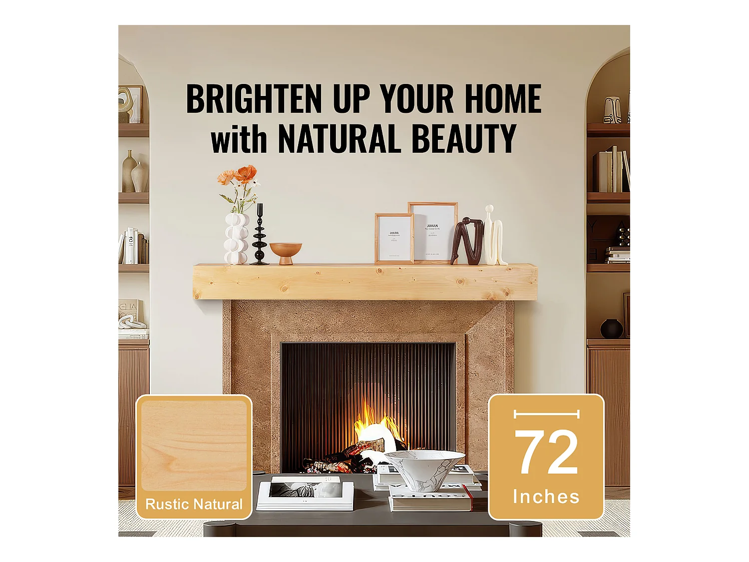 Étagère Flottante Murale SucceBuy, en Bois Rustique, 182,8cm, Naturel