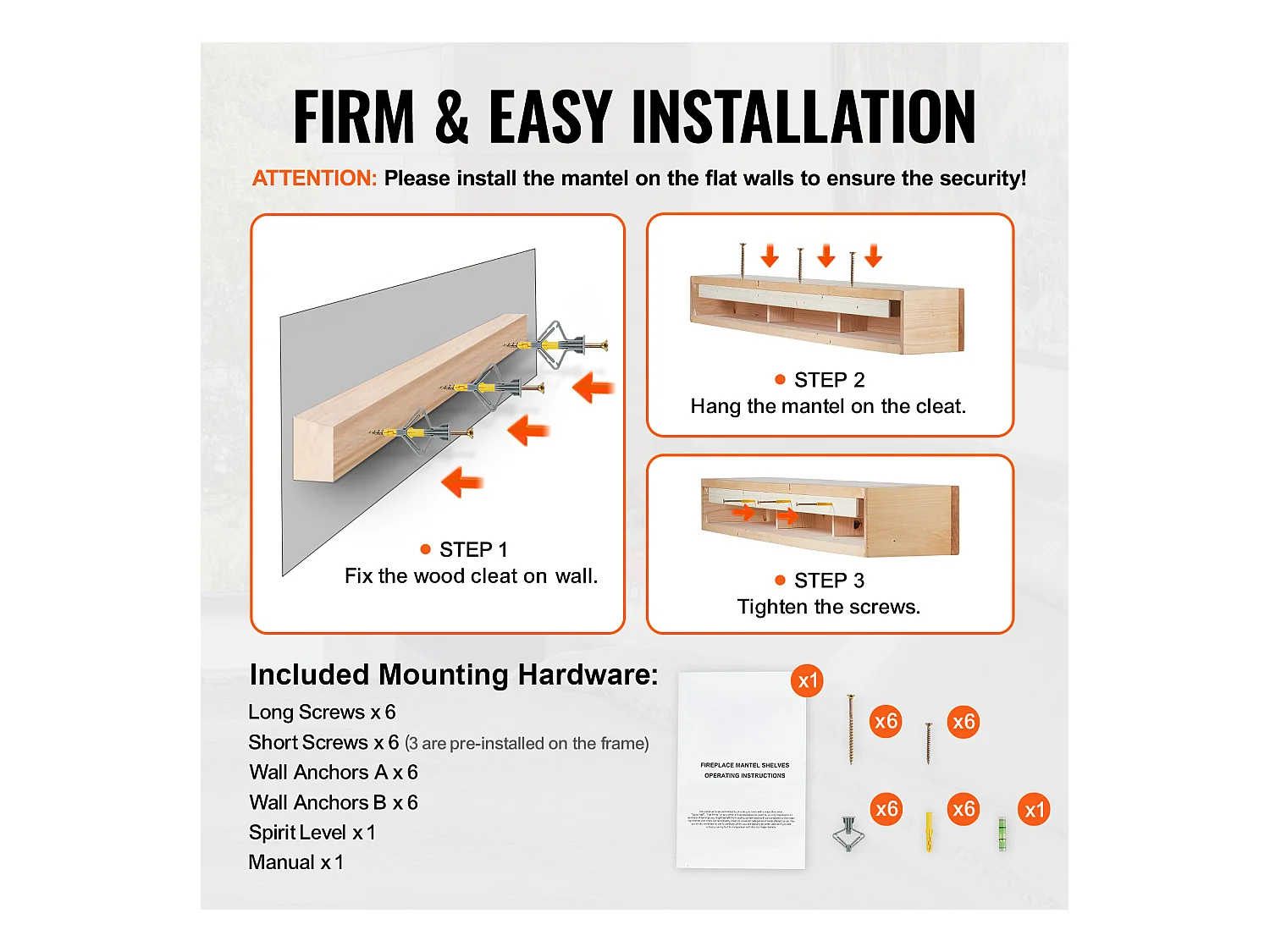 Étagère Flottante Murale SucceBuy, en Bois Rustique, 182,8cm, Naturel