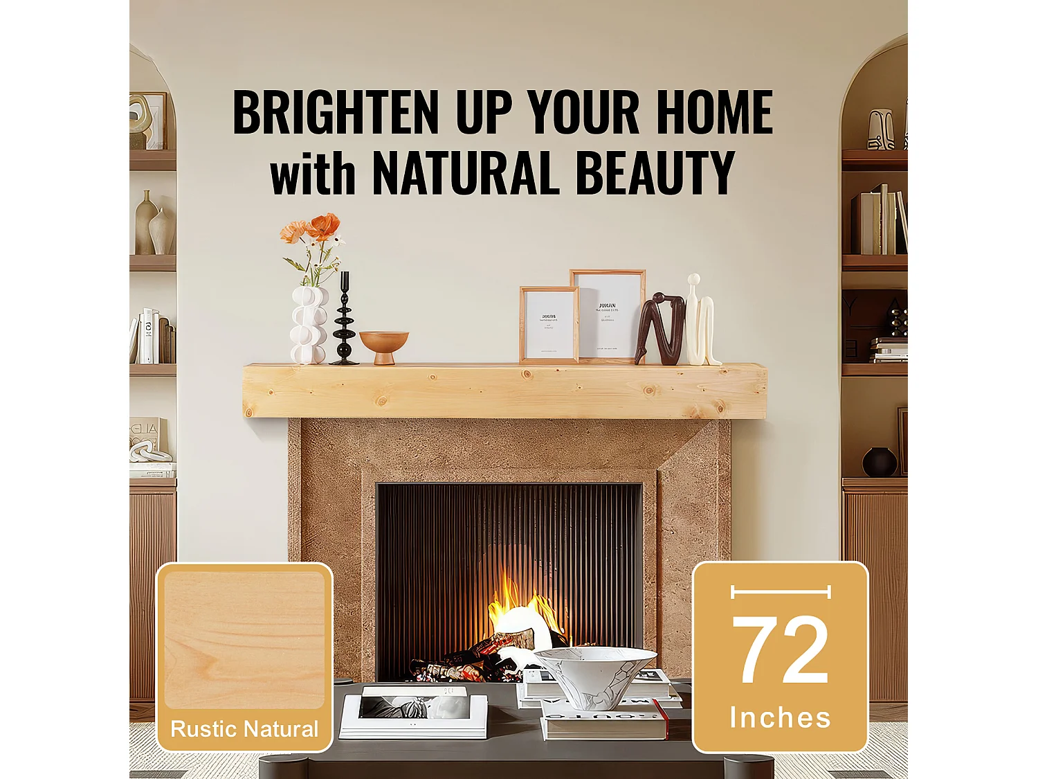 Étagère Flottante Murale SucceBuy, en Bois Rustique, 182,8cm, Naturel