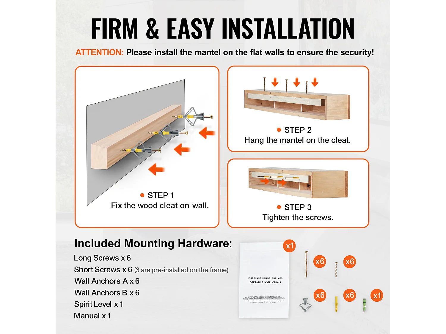 Étagère Flottante Murale SucceBuy, en Bois Rustique, 182,8cm, Naturel