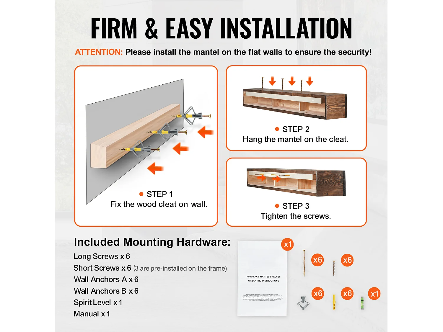 Wandregal SucceBuy, aus Rustikalem Holz, 213,3 cm, Braun