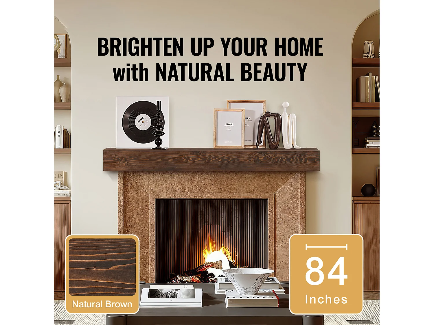 Półka Wisząca SucceBuy, z Drewna Rustykalnego, 213,3 cm, Brązowa