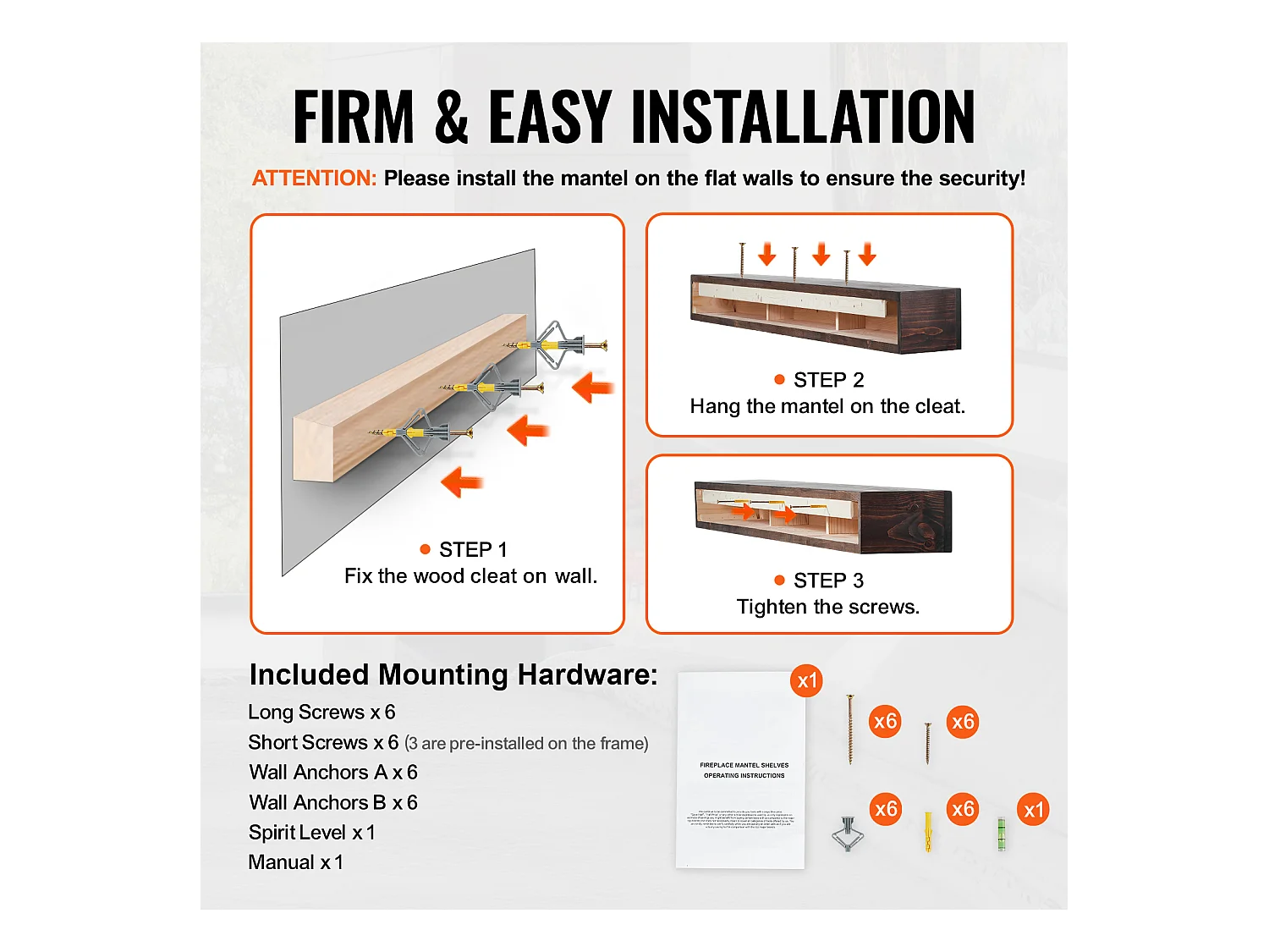 Étagère Flottante Murale SucceBuy, en Bois Rustique, 182,8 cm, Marron