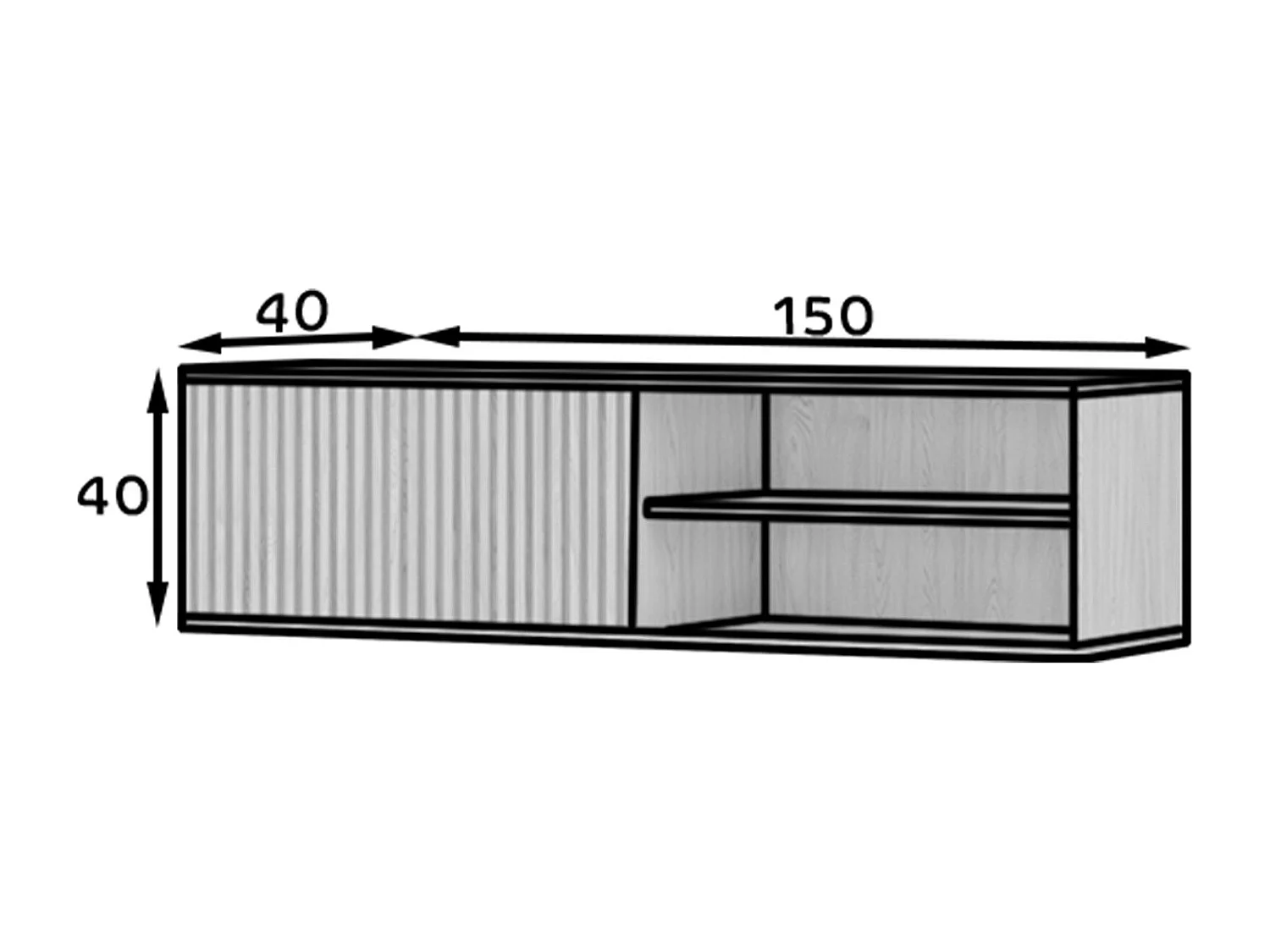 Meuble TV suspendu bois clair rainuré – Collection Bazen