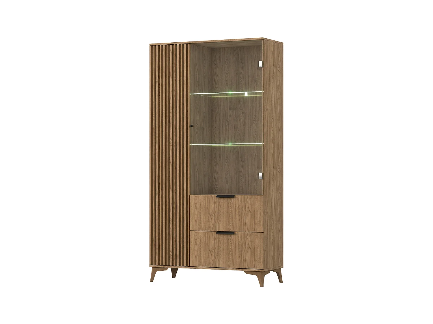 Vitrine lumineuse bois clair rainuré – Collection Bazen