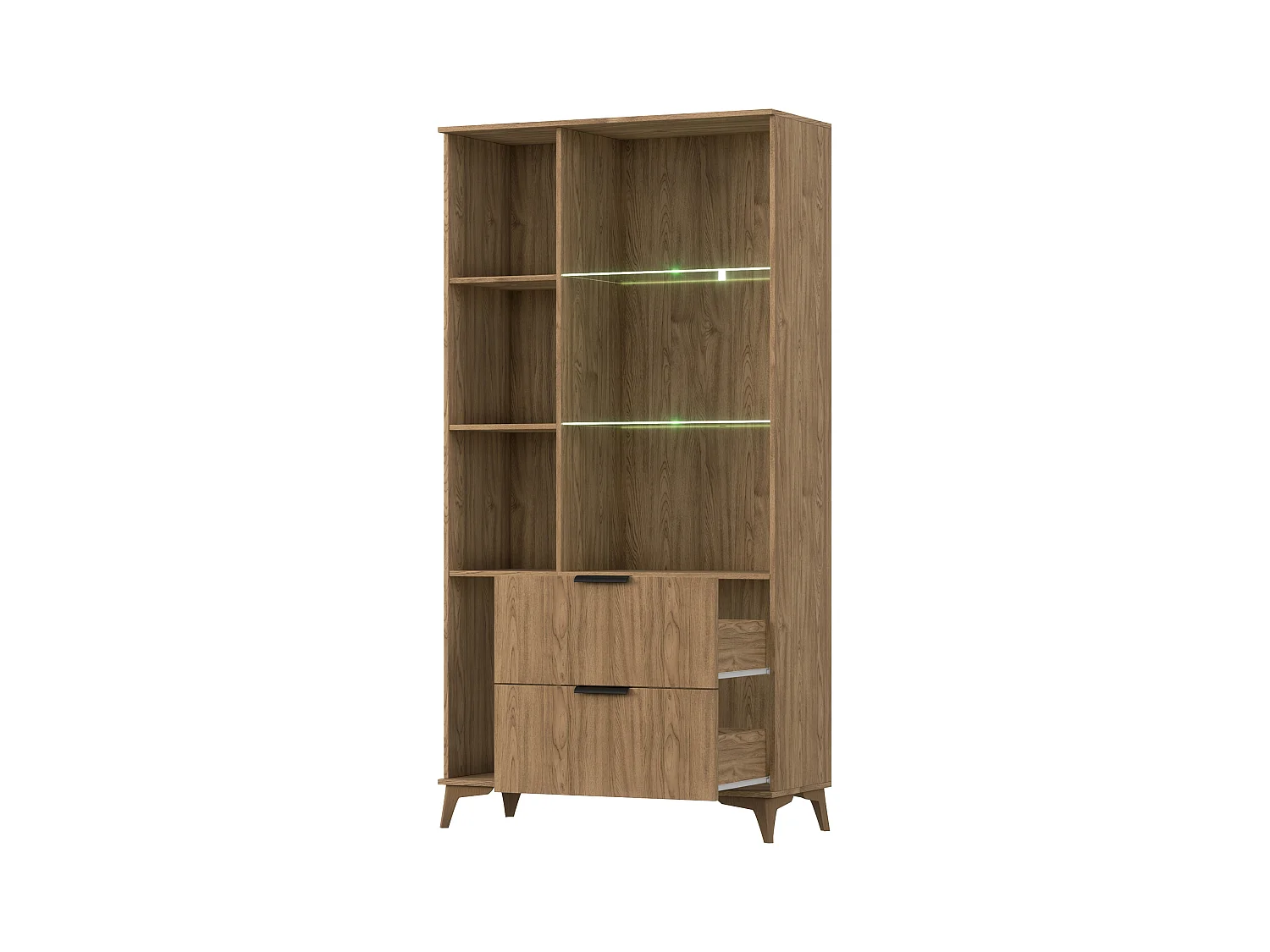 Vitrine lumineuse bois clair rainuré – Collection Bazen
