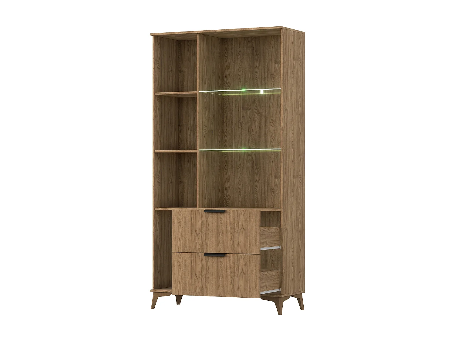 Vitrine lumineuse bois clair rainuré – Collection Bazen