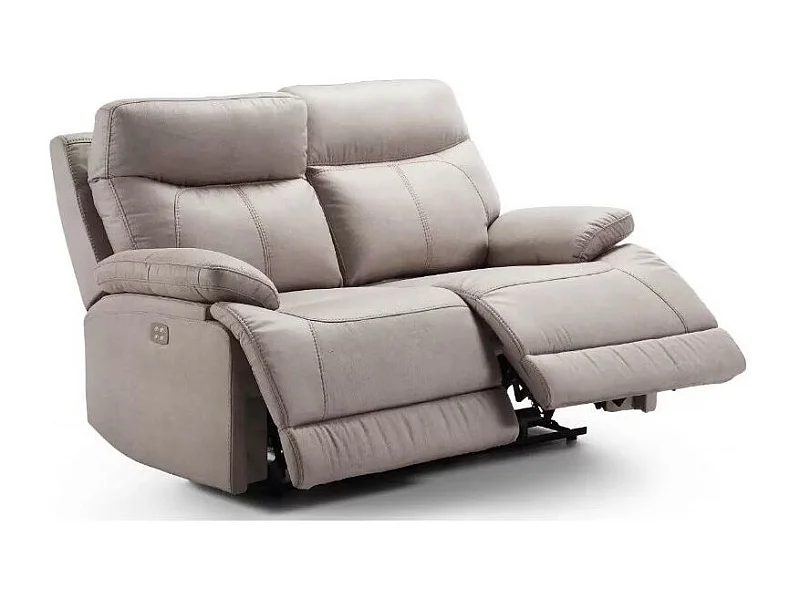 Canapé de relaxation 2 places électrique microfibre beige Ducka 154cm