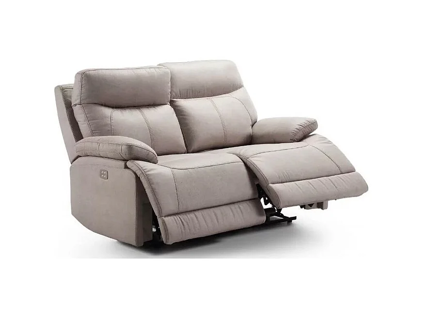 Canapé de relaxation 2 places électrique microfibre beige Ducka 154cm