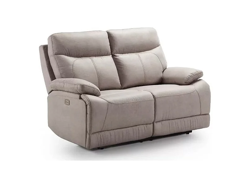 Canapé de relaxation 2 places électrique microfibre beige Ducka 154cm