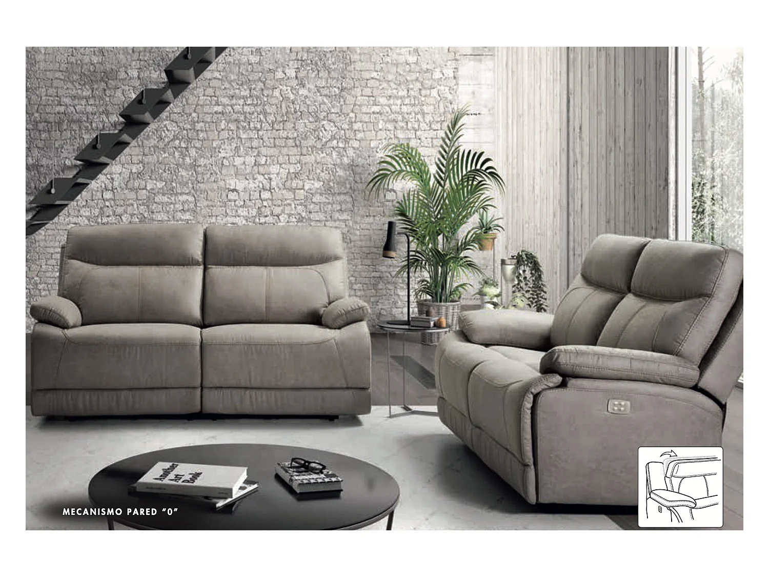 Canapé de relaxation 2 places électrique microfibre beige Ducka 154cm