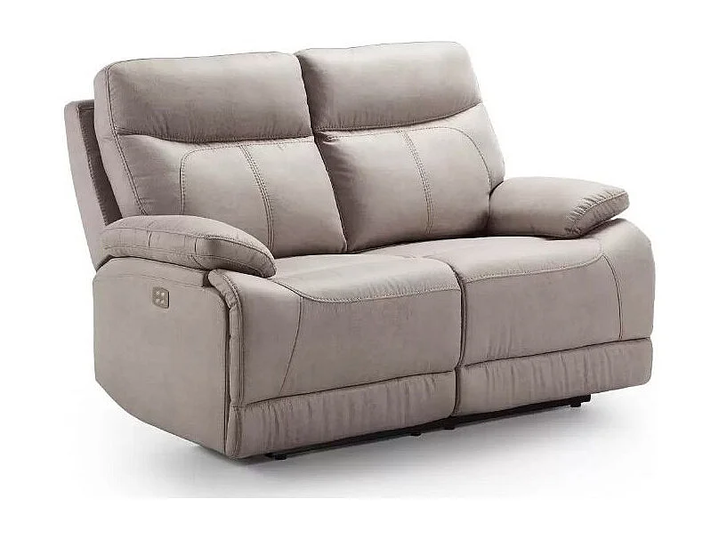 Canapé de relaxation 2 places électrique microfibre beige Ducka 154cm