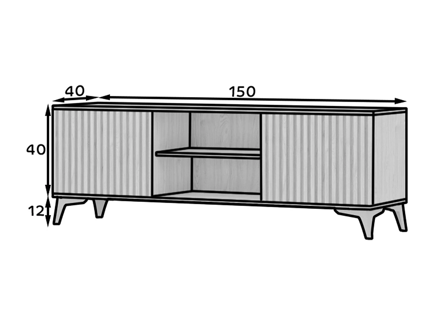 Meuble TV bois clair rainuré – Collection Bazen