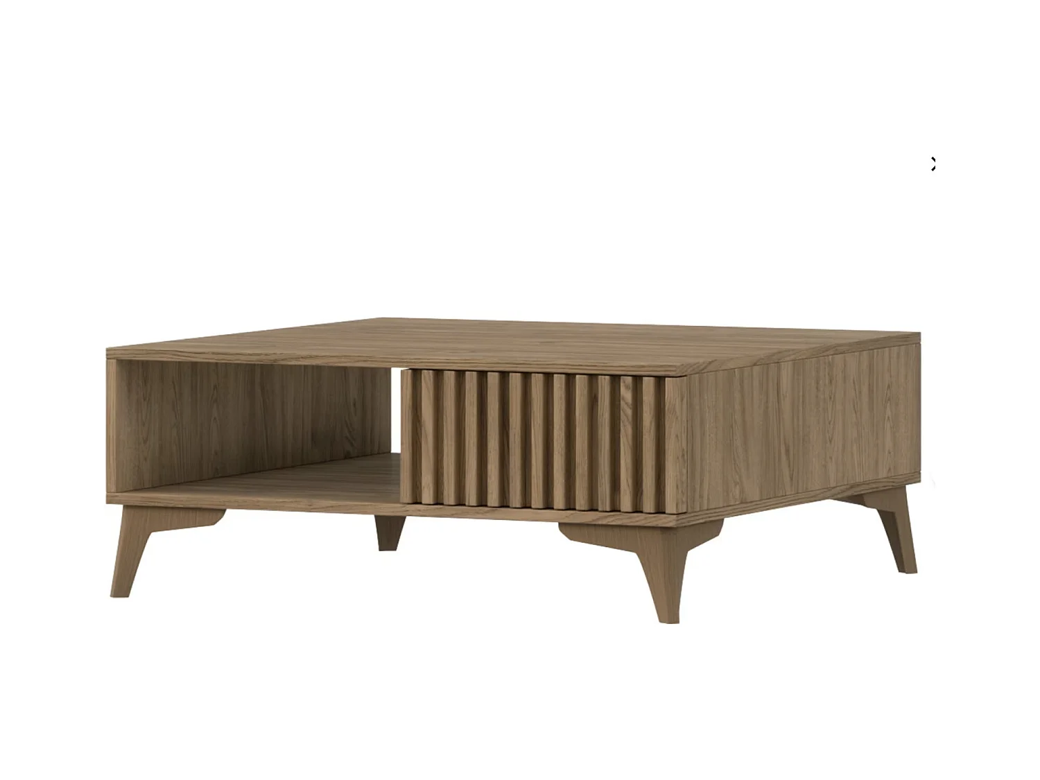 Petite table basse carrée bois clair rainuré – Collection Bazen