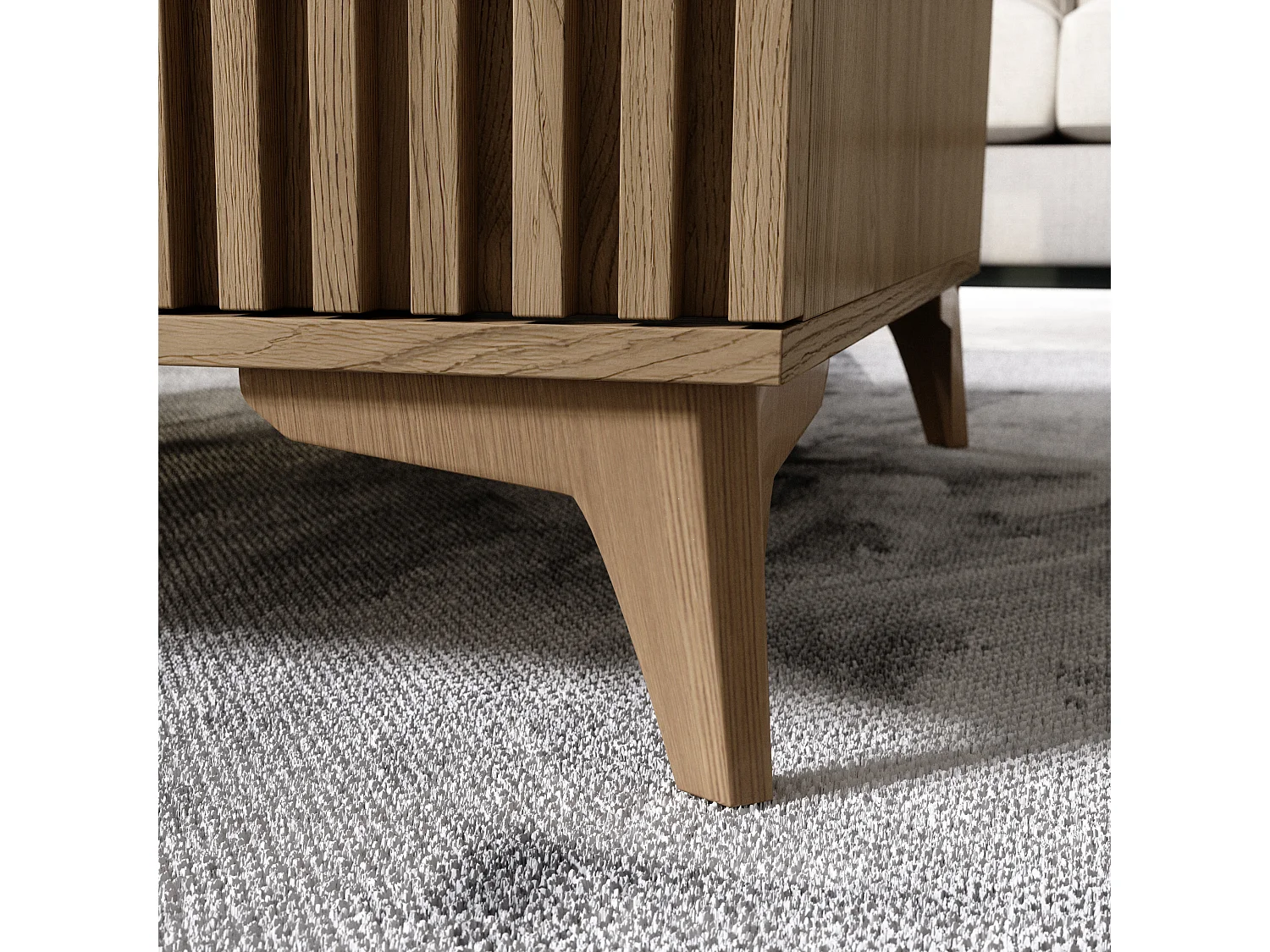 Petite table basse carrée bois clair rainuré – Collection Bazen