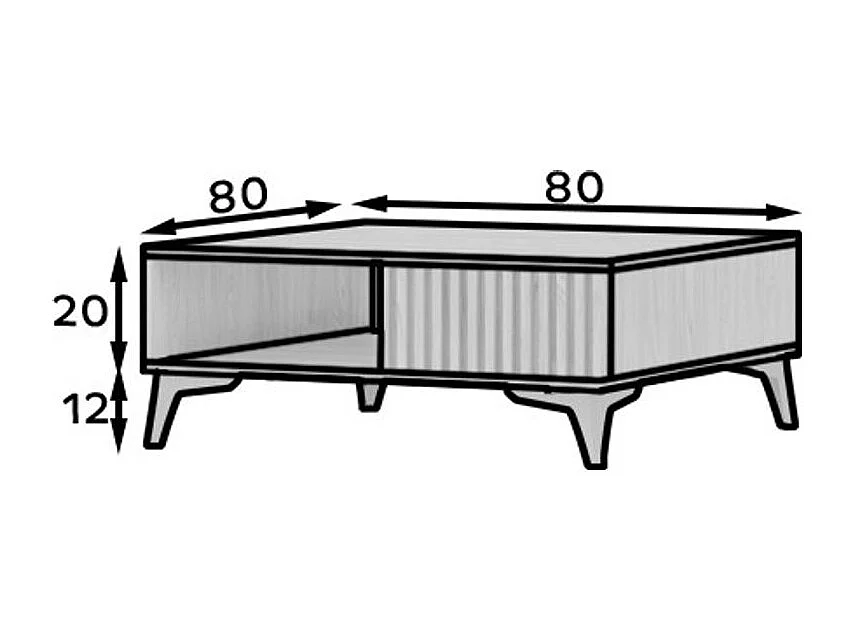 Petite table basse carrée bois clair rainuré – Collection Bazen