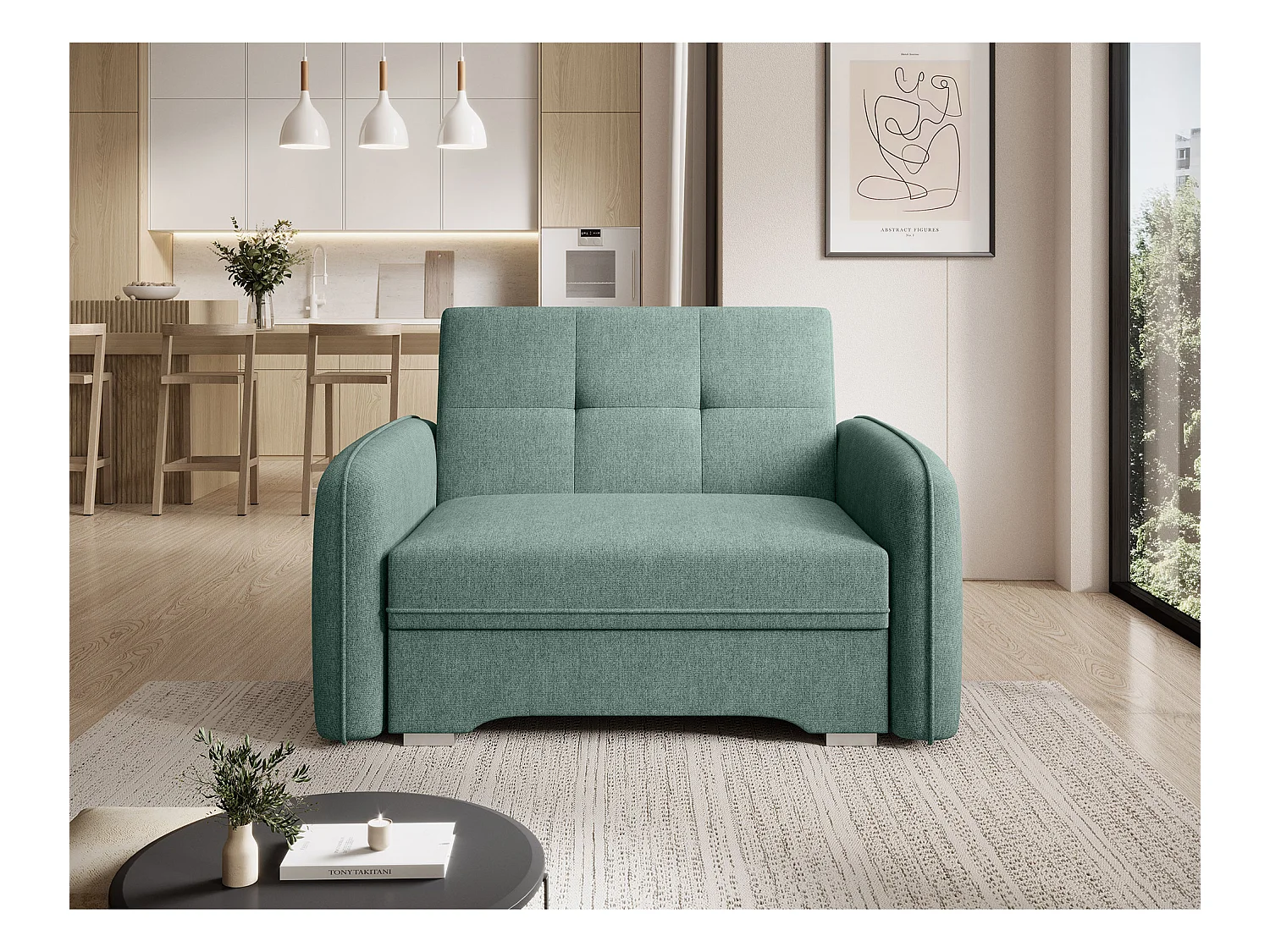 Fauteuil convertible LANY - Compact et ingénieux-Vert